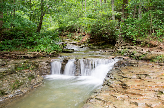 A waterfall at Saunders Springs in Radcliff, Kentucky.