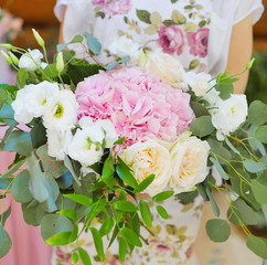 Flowers arrangement bouquets as decoration for wedding