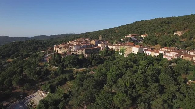 France, Provence Alpes-Cote-d'azur, Var (83), Ramatuelle, Aerial view of Ramatuelle, HD (2160X1080)