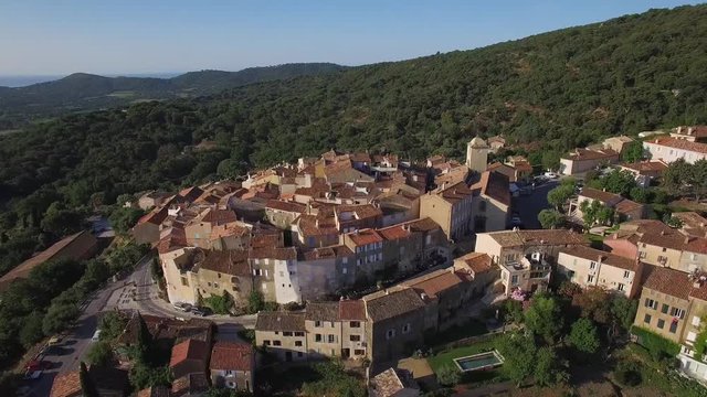France, Provence Alpes-Cote-d'azur, Var (83), Ramatuelle, Aerial view of Ramatuelle, HD (2160X1080)
