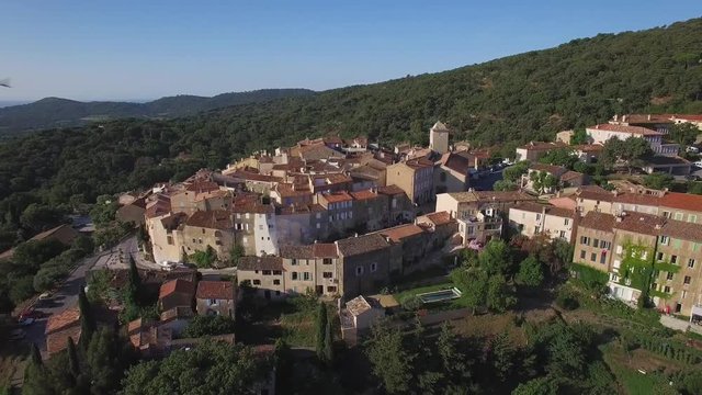 France, Provence Alpes-Cote-d'azur, Var (83), Ramatuelle, Aerial view of Ramatuelle, HD (2160X1080)