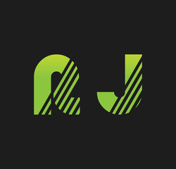 rj initial green with strip