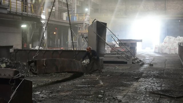 Novokuznetsk, Russia - MAY 25, 2016: Worker on Casting ferroalloy factory 
