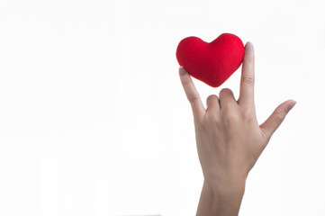 Obraz premium I Love You language hand sign with holding heart symbol in hands