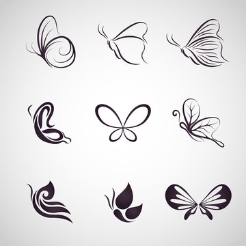 butterfly logo icon vector set