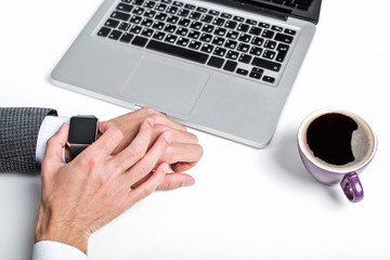 Young man with smart watch