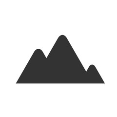 Mountains icon. Simple flat logo of mountains on white background. Vector illustration.