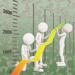 financial improvement graph arrow teamwork, 3d rendering