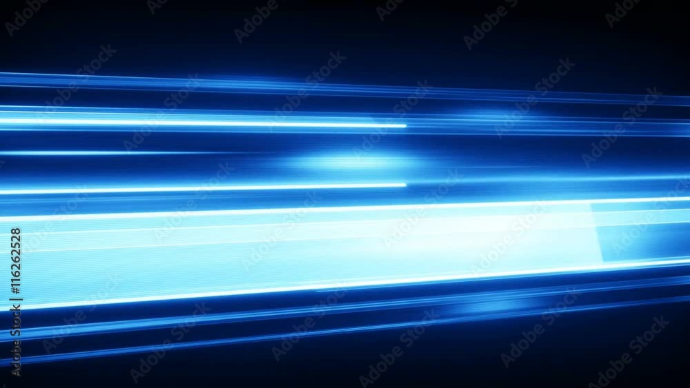 Wall mural blue light streaks with motion blur. seamless loop animation. computer generated abstract modern bac