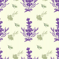 Seamless Lavender flowers background. Botanical illustration.