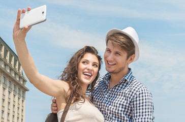 young couple taking a selfie