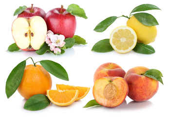 Früchte Apfel Orange Pfirsich Äpfel Orangen frische Frucht Col
