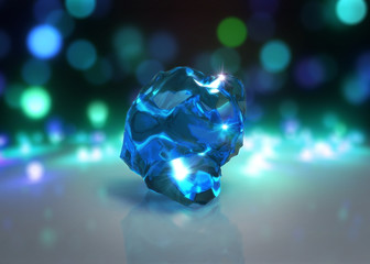 blue crystal with Light bokeh background