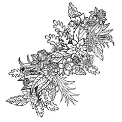 Hand drawn artistic ethnic ornamental patterned floral frame.