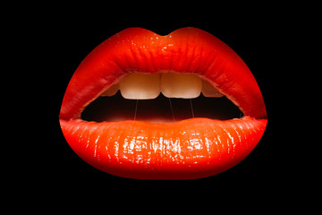female red lips on black