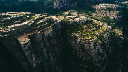 Cliff Preikestolen at fjord Lysefjord - Norway - nature and trav