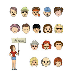 Set of hand drawing avatars