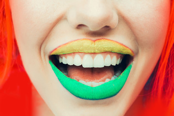 bright female smiling lips