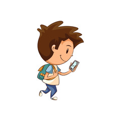 Child walking using smartphone