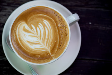 A cup of coffee with latte art.