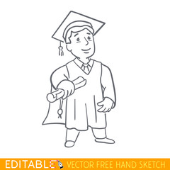 Graduate. Editable vector graphic in linear style.