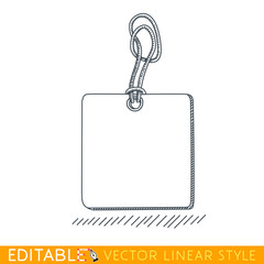 Label Tag with rope. Editable vector graphic in linear style.
