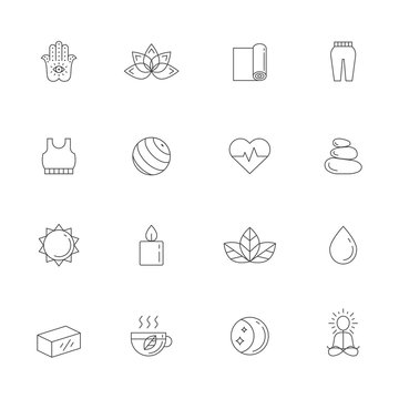 Yoga and spa icon vector set. Clean and simple outline design.