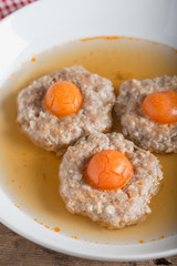 Steamed minced pork with salted egg yolk.