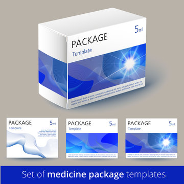 Set Of Medicine Package Design With 3d-template.