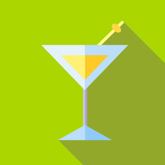 Cocktail icon in flat style with long shadow. Drinks symbol