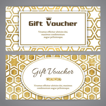 Gift voucher template with girih pattern
