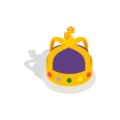 Crown English monarchs icon in isometric 3d style isolated on white background. Headdress symbol