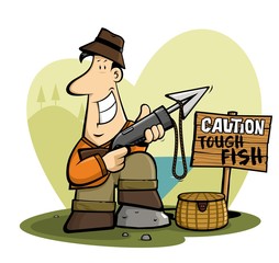 Funny fisherman cartoon
