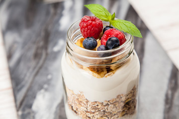 Muesli with berries dessert