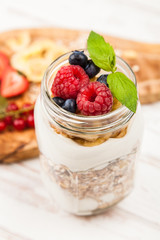 Muesli with berries dessert