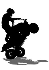 Fototapeta premium Silhouettes athletes ATV during races on white background