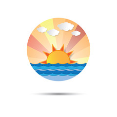 Sunset and sunrise logo icon vector graphic design