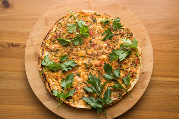 Lahmacun / Turkish pizza.