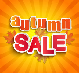 Autumn sale lettering with leaves.