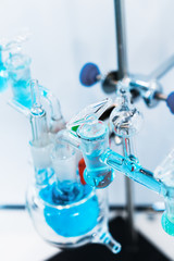 Glass chemical equipment, pipes and shut-off valves.