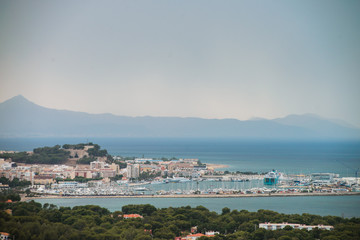 Hight view of Denia city, Spain