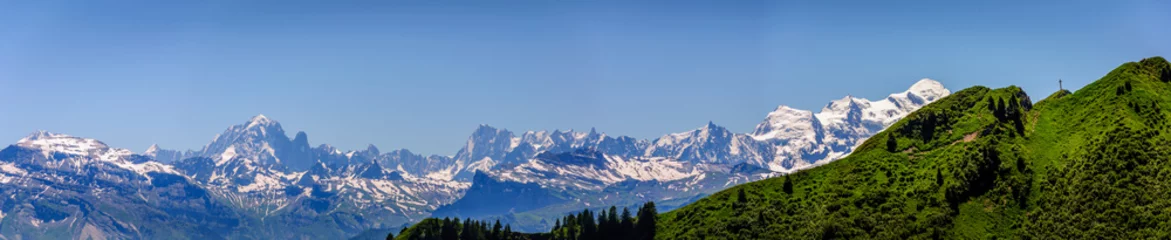 Crédence de cuisine en verre imprimé Mont Blanc Panorama et Mont Blanc