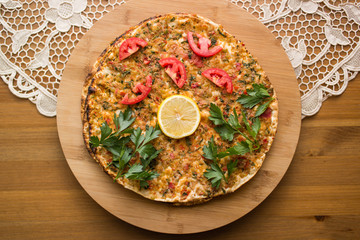 Lahmacun / Turkish pizza.