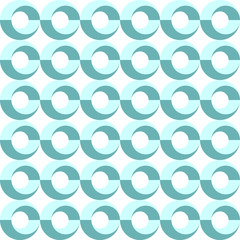 Seamless pattern of rings on a white background.
