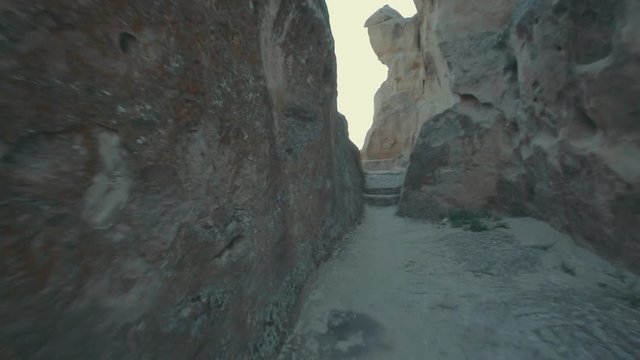 Panoramic view of Uplistsikhe, an ancient rock-hewn town near Gori in Georgia.