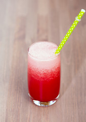 Watermelon smoothie in a glass. Shallow dof