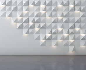 Concrete floor and wall pattern with lighting - 3D illustration