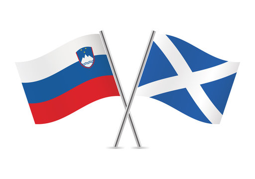 Slovenian and Scottish flags. Vector illustration.