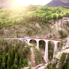 Door stickers Landwasser Viaduct Passenger train goes from St. Moritz to Chur.