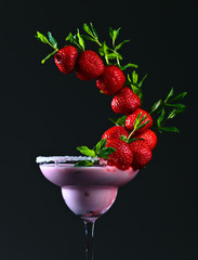 strawberry cocktail with  peppermint leaves